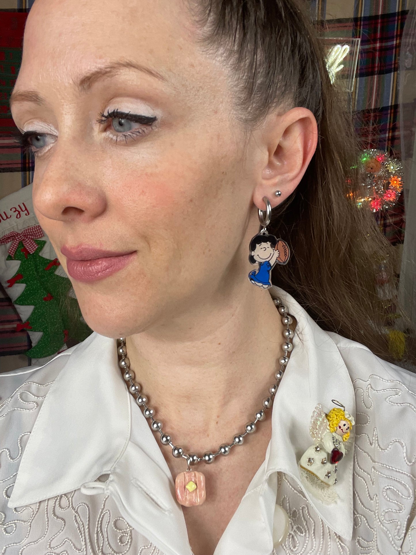 Charlie Brown & Lucy Football earrings