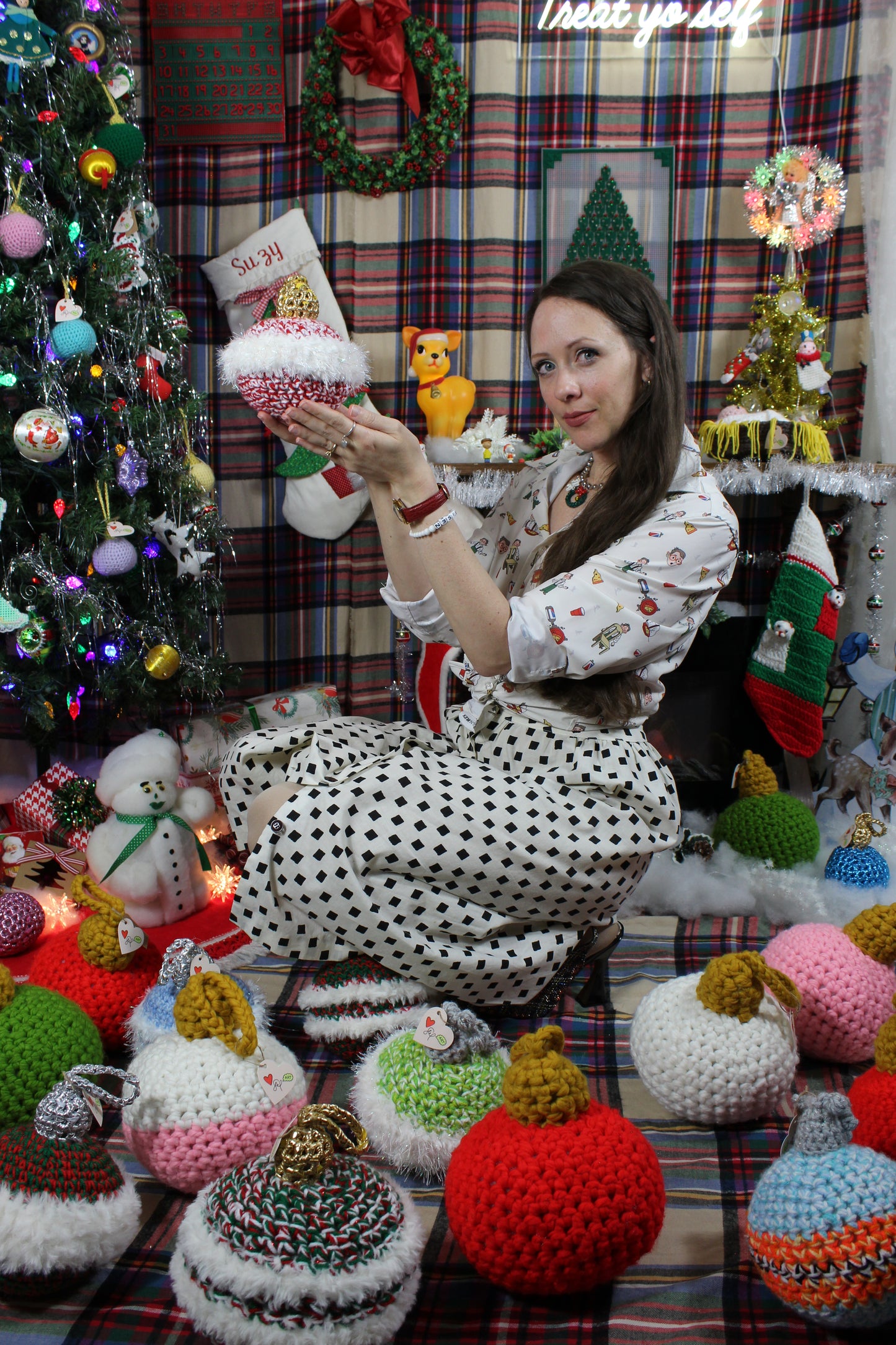 Fuzzy Christmas Ornament - Red (medium)