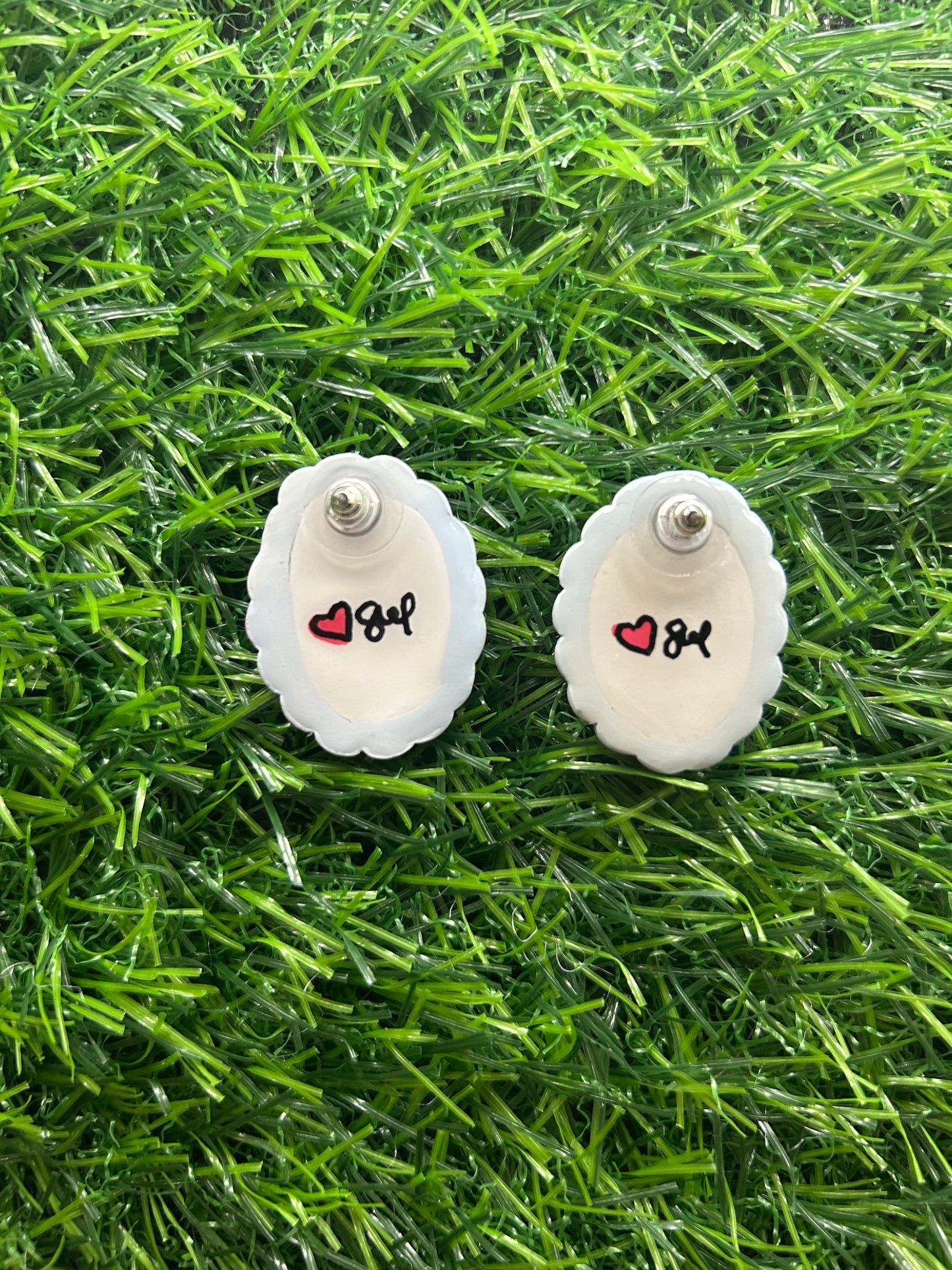 Jesus Earrings - with Pink holographic letters