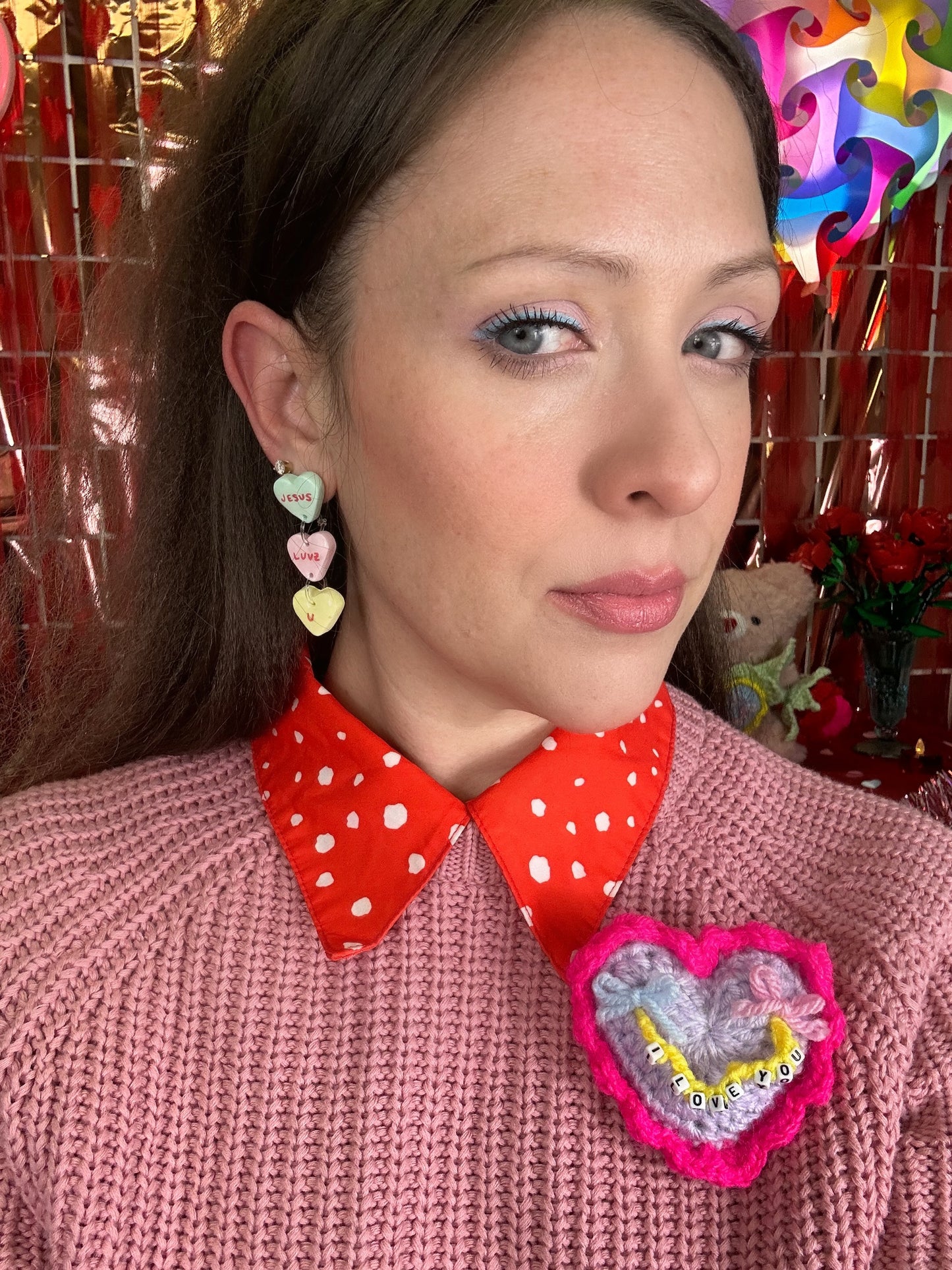 Conversation Heart Earrings - Jesus luvz u