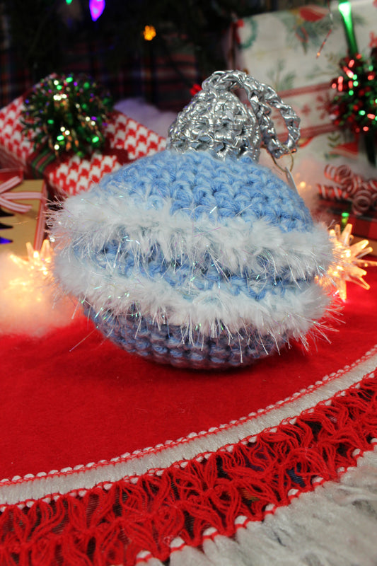 Fuzzy Christmas Ornament - Blue (medium)