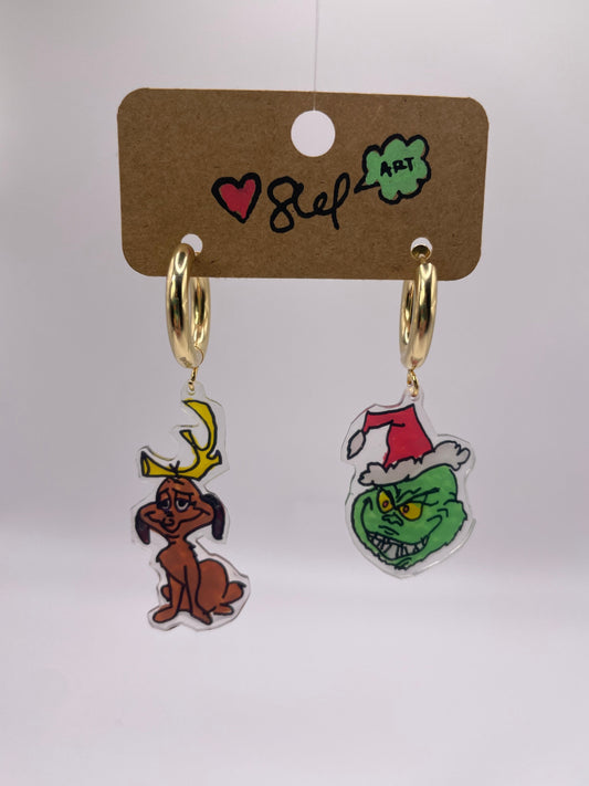 Grinch & Max earrings (Max sitting)