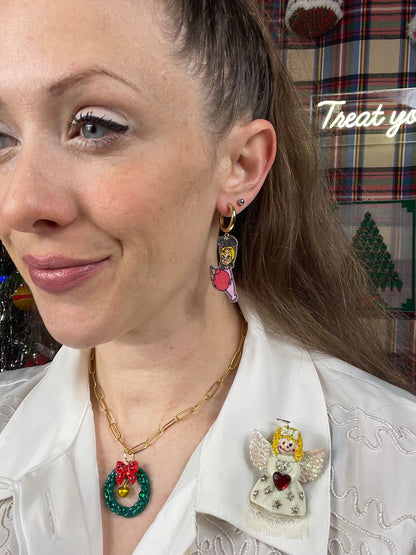 Grinch Cindy Lou Who earrings