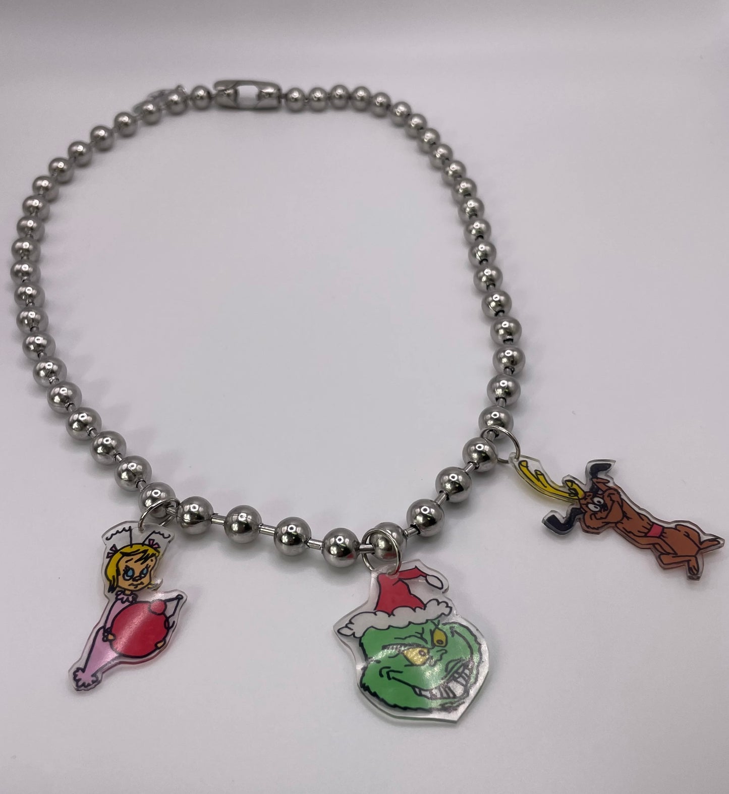 Y2K Era necklace - Grinch, Max, & Cindy Lou