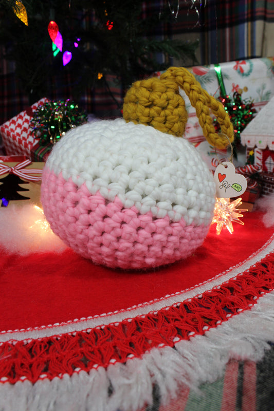 Oversized Wool Ornament - Pink & White (XL)