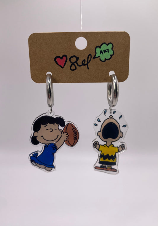 Charlie Brown & Lucy Football earrings