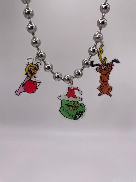 Y2K Era necklace - Grinch, Max, & Cindy Lou