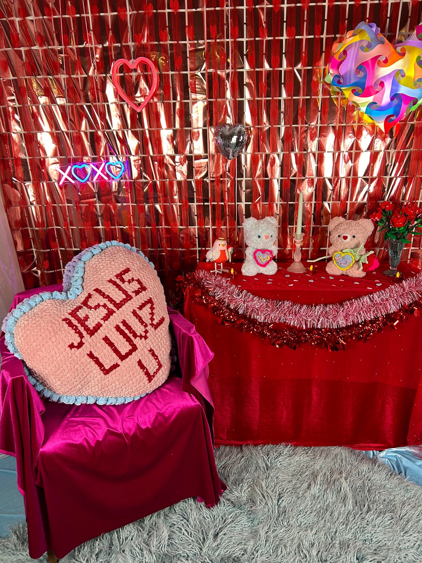 Crochet Oversized Conversation Heart Pillow - (XXL)