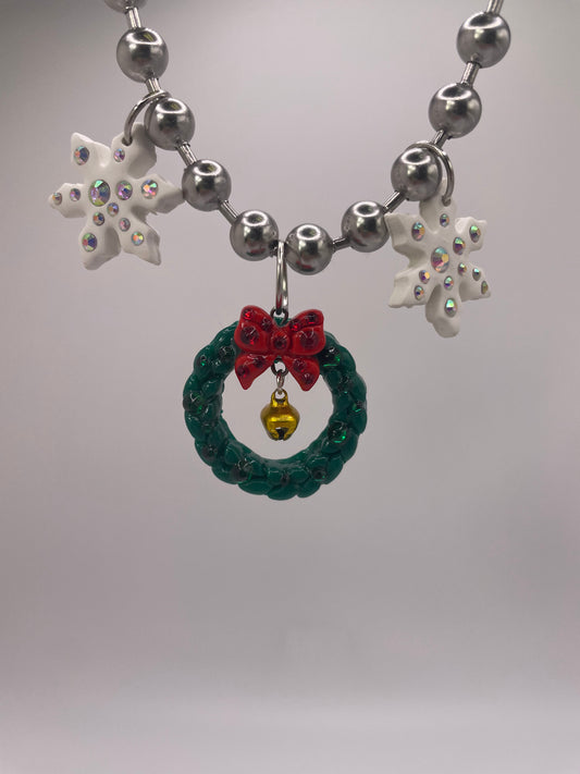 Y2K Era necklace - Snowflakes, Wreath, & Jingle Bell